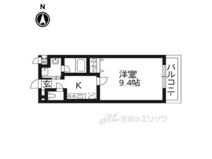 ウイング西院(1K/3階)の間取り写真