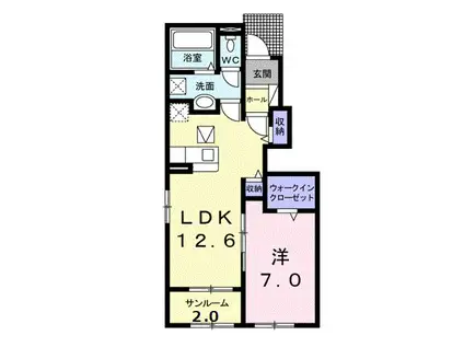 HAKUTO A(1LDK/1階)の間取り写真