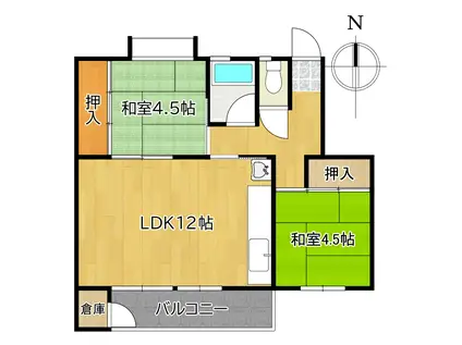 鈴が台D棟(2LDK/1階)の間取り写真