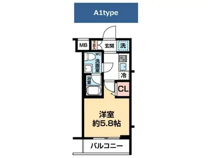 アルコバレーノ川崎ウエスト(1K/1階)の間取り写真