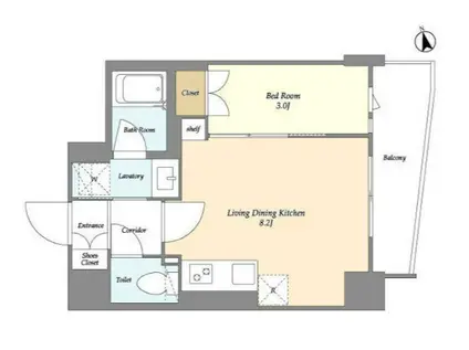 フレシア赤塚新町(1LDK/5階)の間取り写真