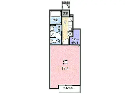 プラシード(1K/1階)の間取り写真