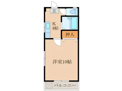 コーポ福留(1K/2階)の間取り写真