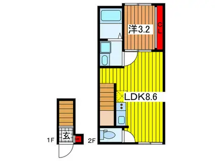 ヴィレッティーナ指扇(1LDK/2階)の間取り写真