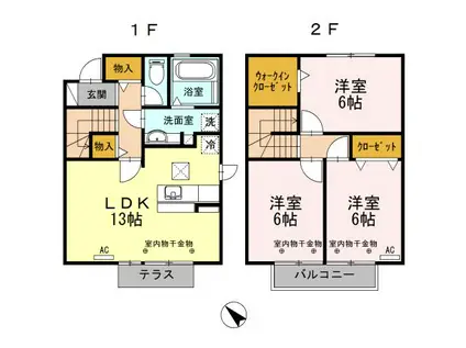 アリエッタ B棟(3LDK/1階)の間取り写真