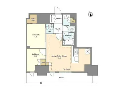 オアーゼ日暮里レジデンス(2LDK/5階)の間取り写真