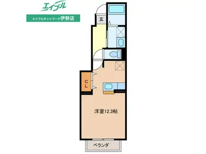 アポロUS A棟(ワンルーム/1階)の間取り写真