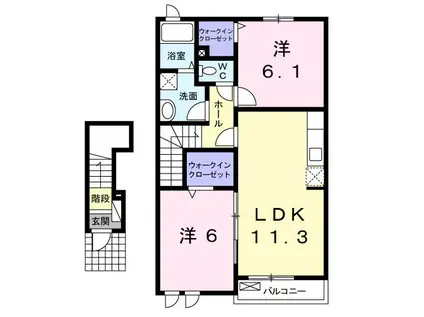 ボナールI(2LDK/2階)の間取り写真