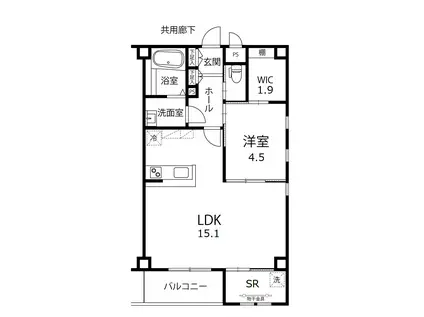 クレセール(1LDK/2階)の間取り写真