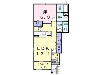 ヴィラコスタA(1LDK/1階)の間取り写真