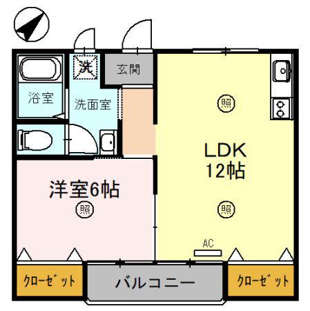 シャルムキリムラ(1LDK/1階)の間取り写真