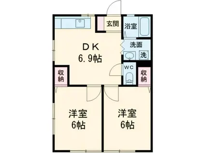 イマージュI(2DK/1階)の間取り写真