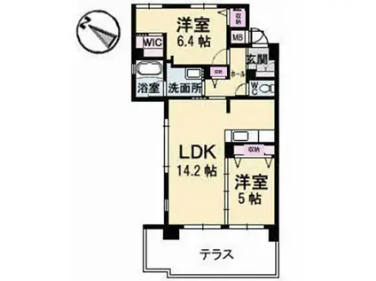 DIO CORTE INOKUCHI(2LDK/2階)の間取り写真