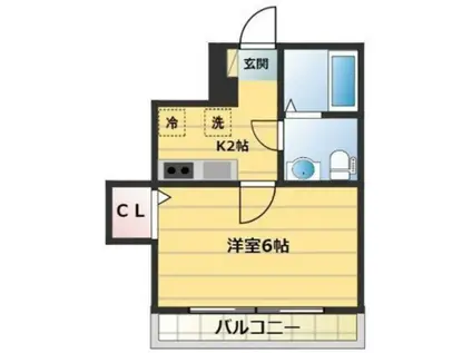 ウエストガーデン所沢(1K/2階)の間取り写真