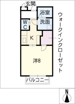 エテルノ極楽(1K/1階)の間取り写真