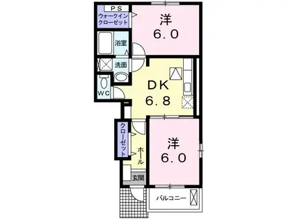 ブルーメンハイムB(2DK/1階)の間取り写真