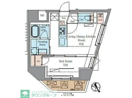 ラグゼナ北千住II(1LDK/14階)の間取り写真
