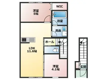 PEACE BOXはれまちA(2LDK/2階)の間取り写真