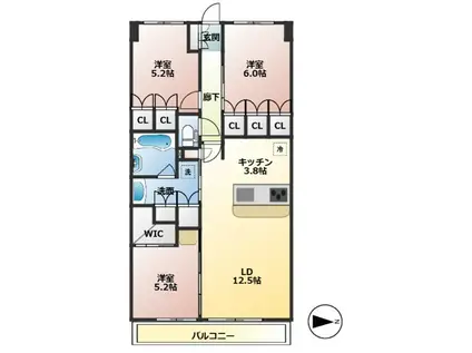 BRILLIA岡山中山下(2LDK/5階)の間取り写真