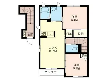 コトリネ.アルビ(2LDK/2階)の間取り写真