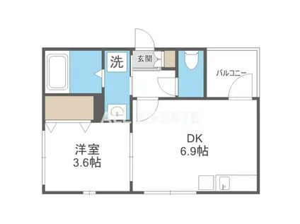 ハーモニーテラス林寺IX(1DK/3階)の間取り写真