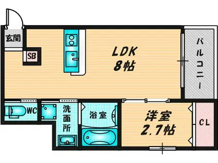 リアコート高井田中央 ウエスト(1LDK/3階)の間取り写真