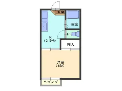 チェリーハイツ A棟(1K/1階)の間取り写真