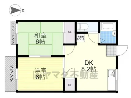篠原ハイツ(2DK/2階)の間取り写真