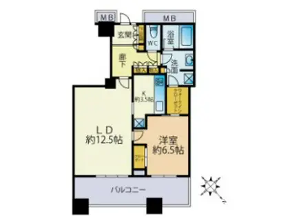 芝浦アイランド ケープタワー(1LDK/17階)の間取り写真