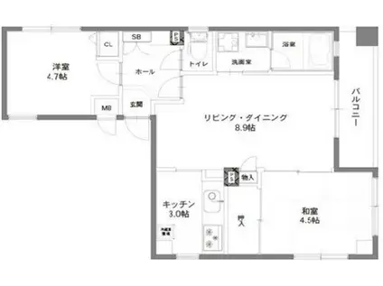 ロータリー上町(2LDK/3階)の間取り写真
