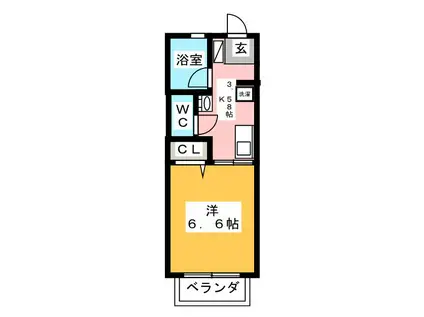 CAMPUS SIDE(1K/1階)の間取り写真