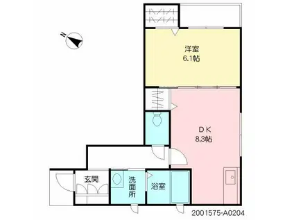 K-ブルーノII(1LDK/2階)の間取り写真