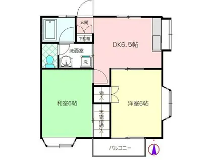 ハウスプレイス(2DK/2階)の間取り写真