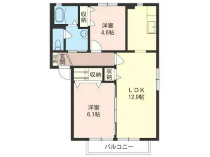 グランドゥールC(2LDK/1階)の間取り写真