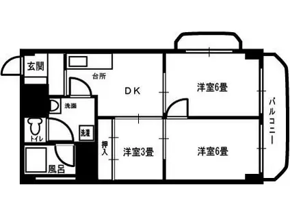 メゾンゴールドマンション(3DK/4階)の間取り写真
