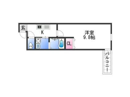 フジパレス新通II番館(1K/3階)の間取り写真