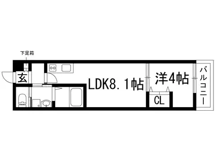 アレグリア逆瀬川(1LDK/1階)の間取り写真