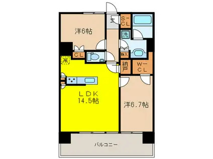 プラウドシティ蒲田(2LDK/11階)の間取り写真