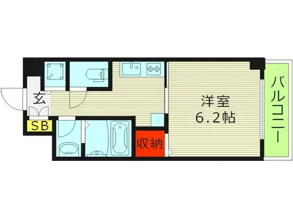 グランパシフィック大今里南(1K/8階)の間取り写真