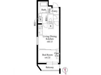 CASA PIAZZA 二子玉川(1LDK/2階)の間取り写真