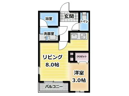 シャレーB(1LDK/1階)の間取り写真