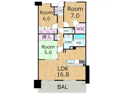 ロイヤルアーク近江八幡フロンテージ(3LDK/2階)の間取り写真