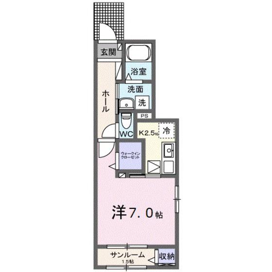 カルム古市橋(1K/1階)の間取り写真
