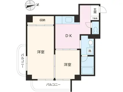 秋桜ハウス(2DK/4階)の間取り写真