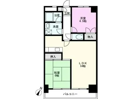 戸田シャテロ(2LDK/4階)の間取り写真
