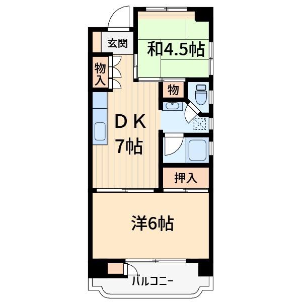 DRホームズ川口元郷(2DK/5階)の間取り写真
