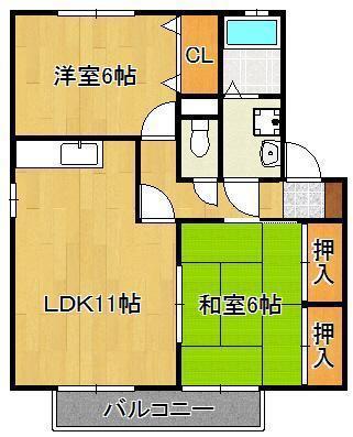 サパン長谷川A・B(2LDK/2階)の間取り写真