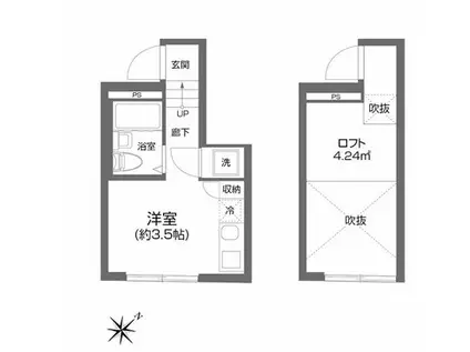 ファーレ上原コマチ(ワンルーム/1階)の間取り写真