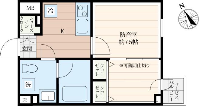 クリオ ラモード新江古田サウンドテラス(1K/2階)の間取り写真