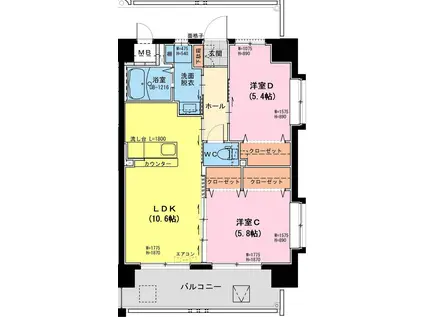 ブライアントパーク大塚台(2LDK/2階)の間取り写真